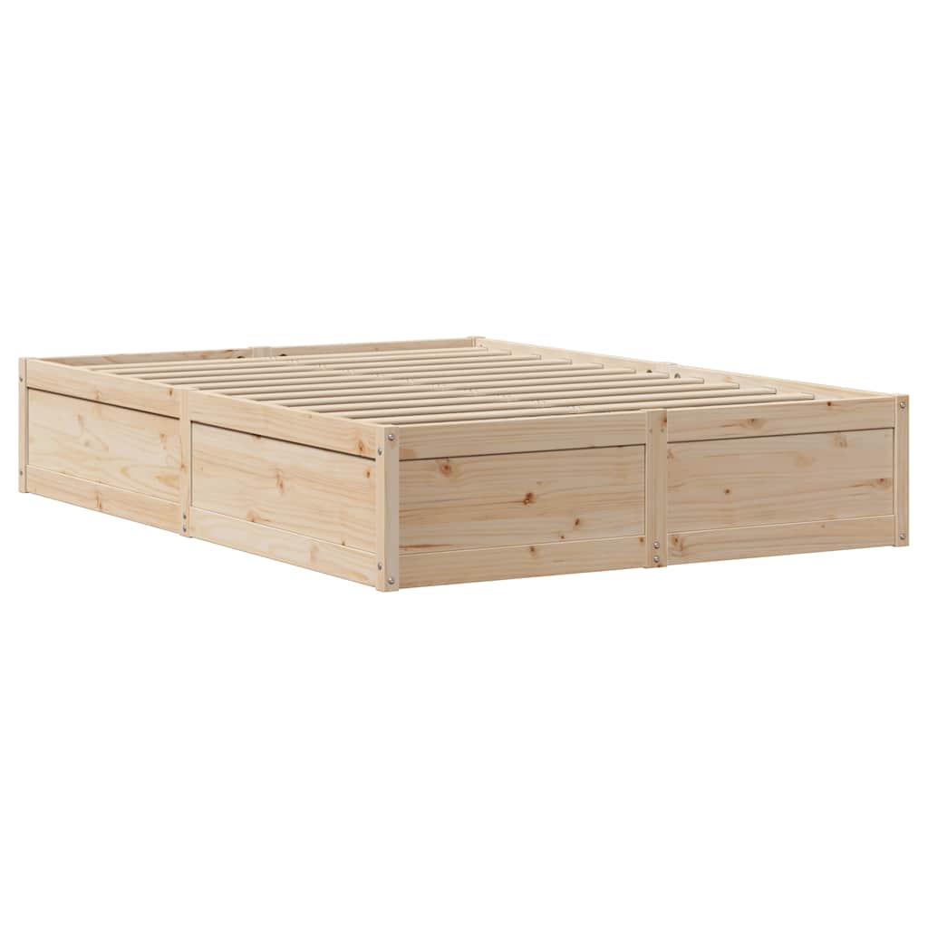 sengeramme uden madras 135x190 cm massivt fyrretræ hvid