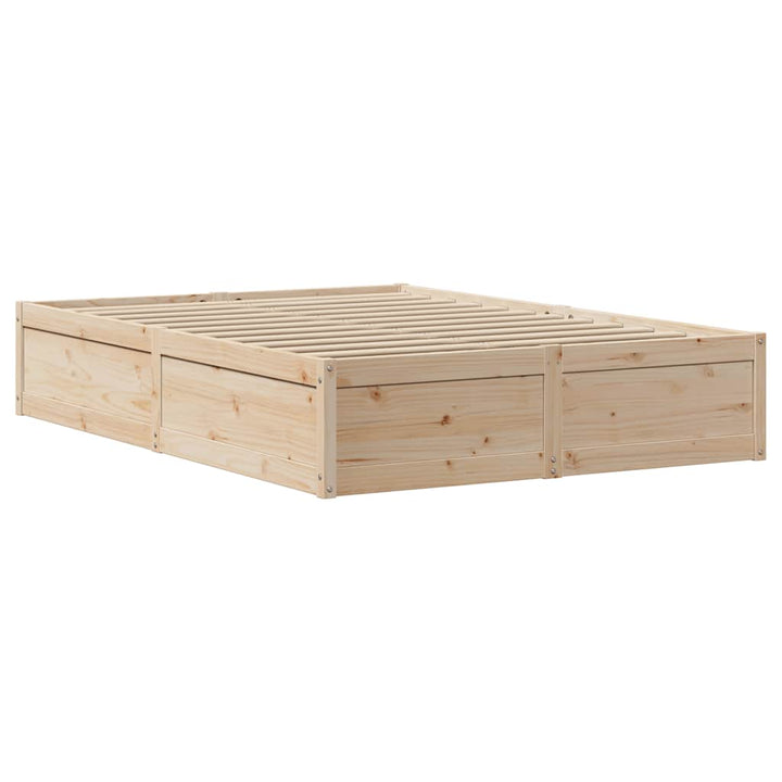 sengeramme uden madras 135x190 cm massivt fyrretræ hvid