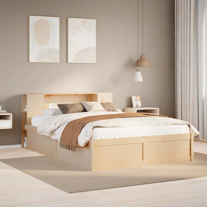 sengeramme uden madras 135x190 cm massivt fyrretræ hvid
