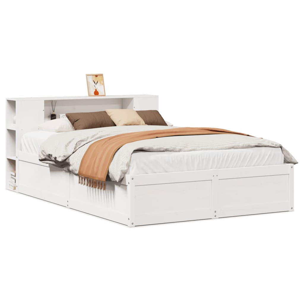 sengeramme uden madras 135x190 cm massivt fyrretræ hvid