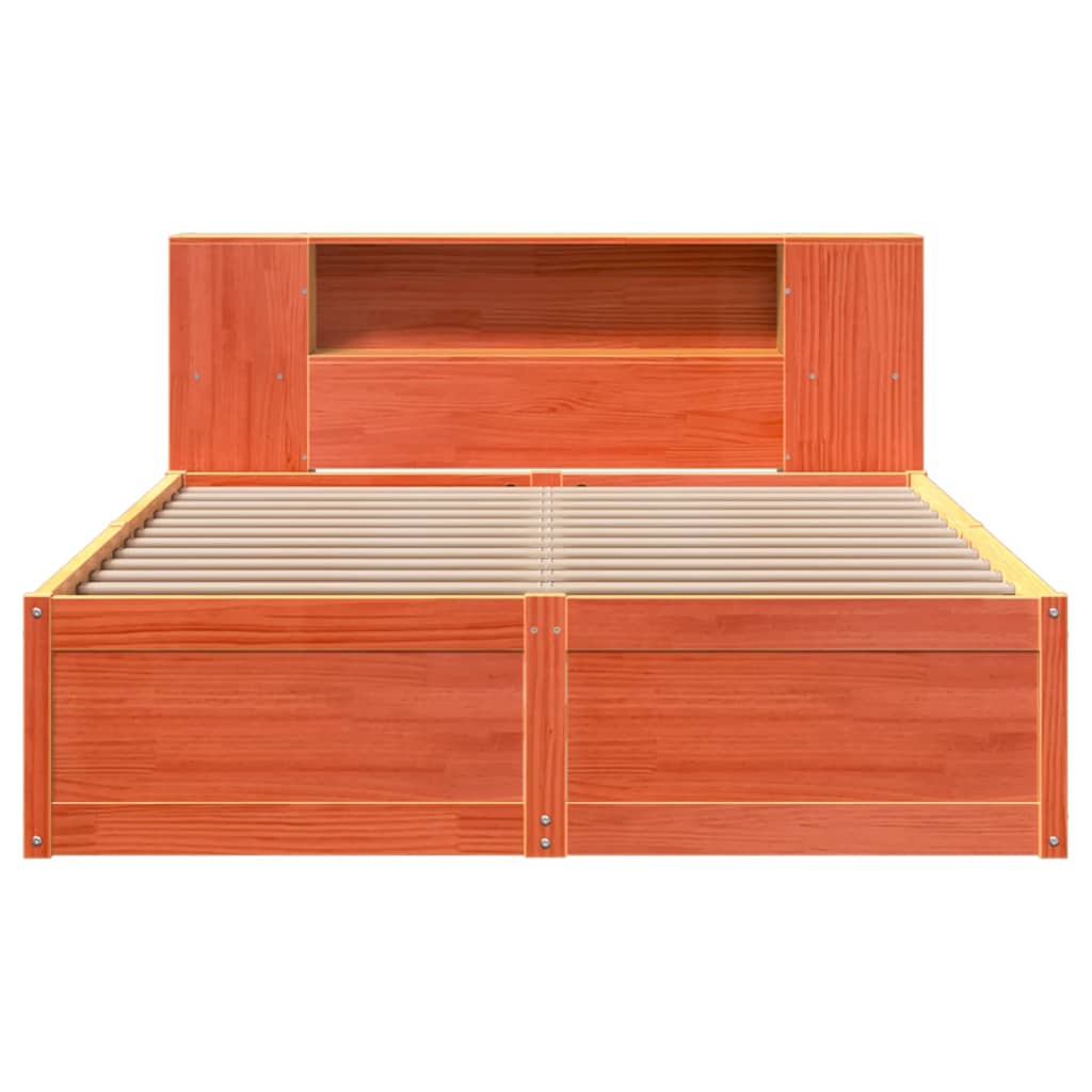 sengeramme uden madras 135x190 cm massivt fyrretræ brun
