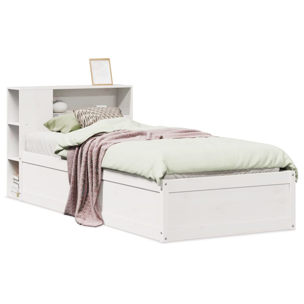 sengeramme uden madras 75x190 cm massivt fyrretræ hvid