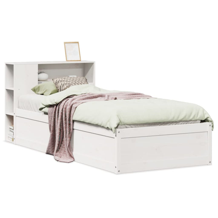 sengeramme uden madras 75x190 cm massivt fyrretræ hvid