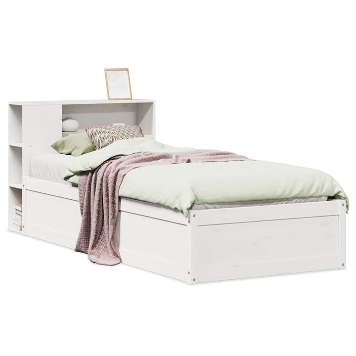 sengeramme uden madras 75x190 cm massivt fyrretræ hvid