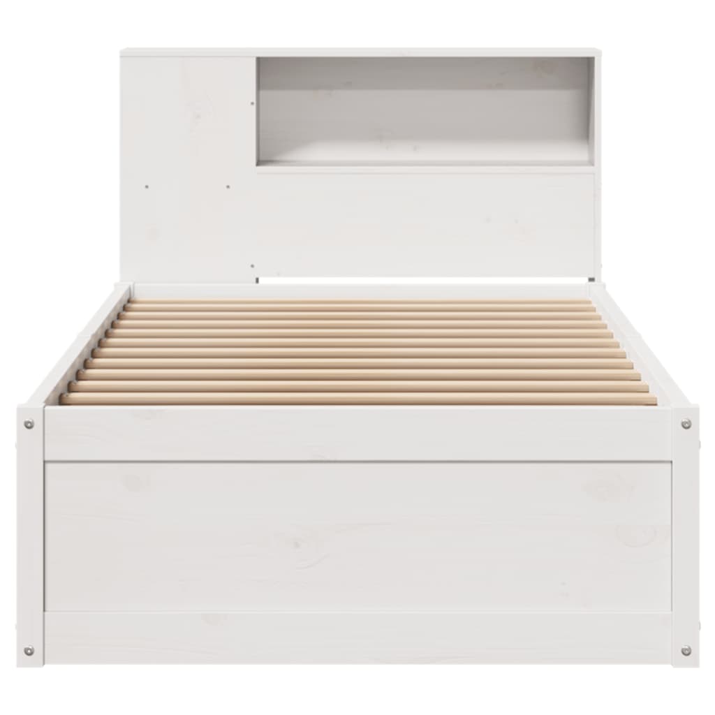 sengeramme uden madras 75x190 cm massivt fyrretræ hvid