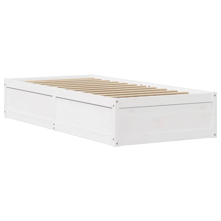 sengeramme uden madras 75x190 cm massivt fyrretræ hvid