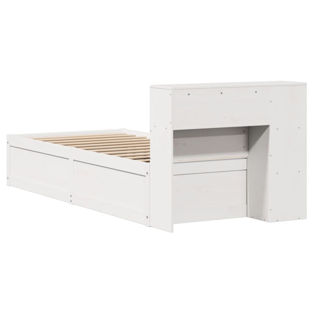 sengeramme uden madras 75x190 cm massivt fyrretræ hvid