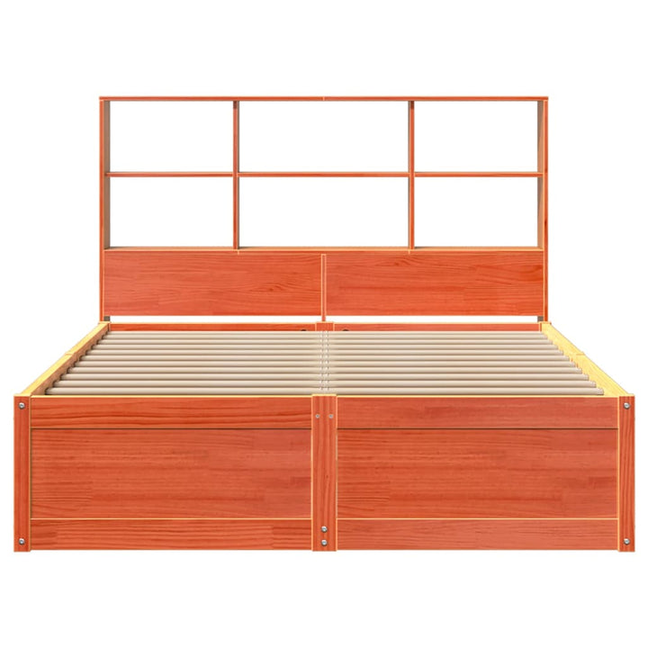 sengeramme uden madras 135x190 cm massivt fyrretræ brun