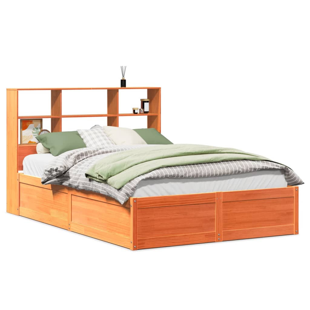 sengeramme uden madras 120x190 cm massivt fyrretræ gyldenbrun