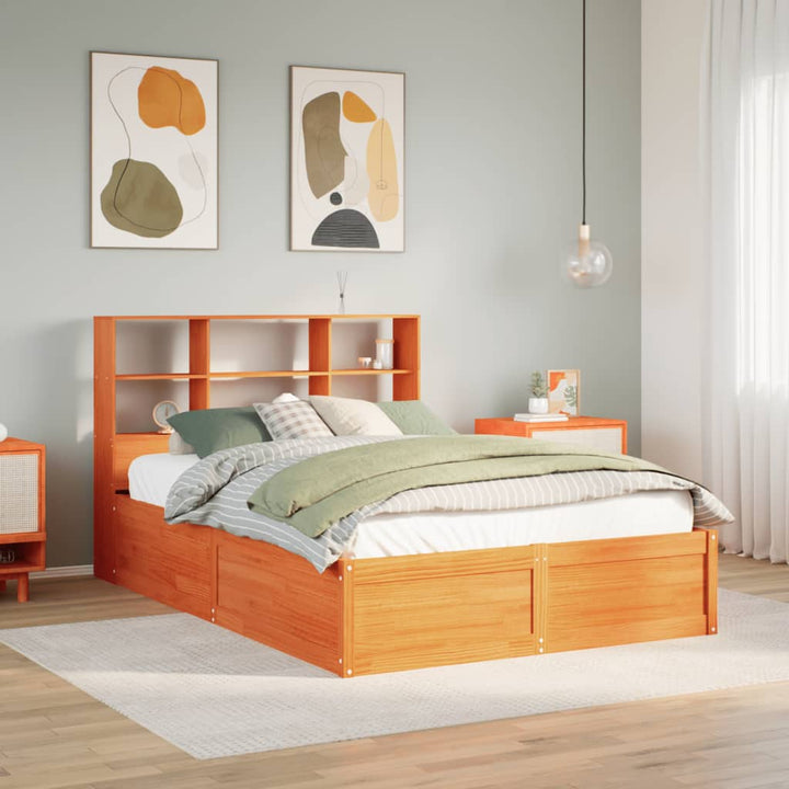sengeramme uden madras 120x190 cm massivt fyrretræ gyldenbrun