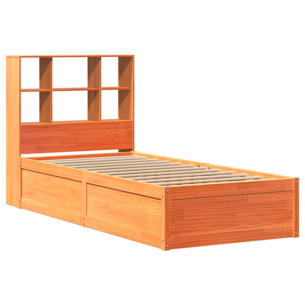 sengeramme uden madras 75x190 cm massivt fyrretræ gyldenbrun