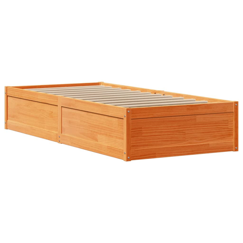 sengeramme uden madras 75x190 cm massivt fyrretræ gyldenbrun