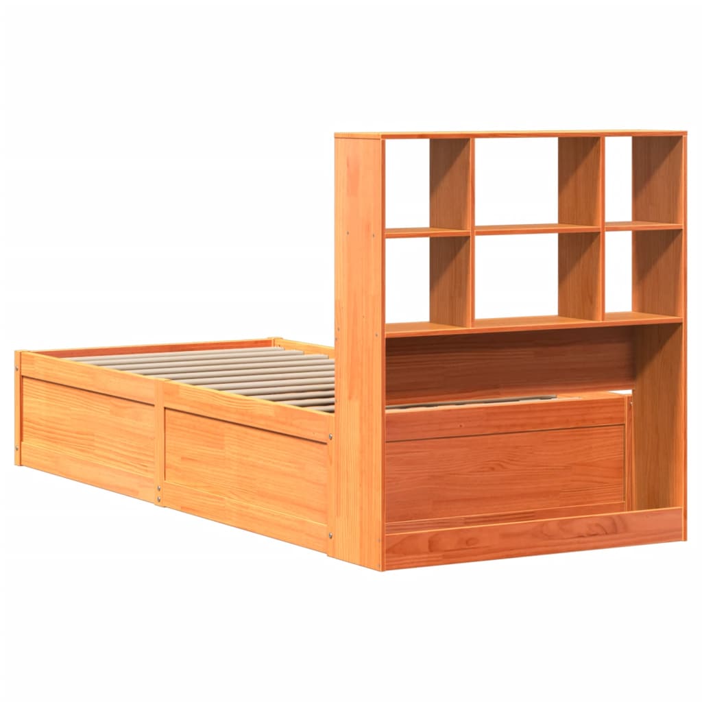 sengeramme uden madras 75x190 cm massivt fyrretræ gyldenbrun