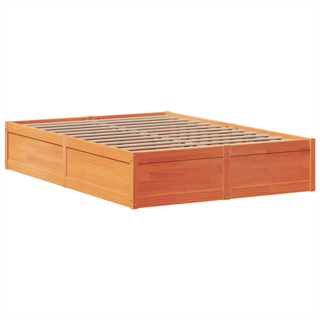 sengeramme uden madras 150x200 cm massivt fyrretræ gyldenbrun