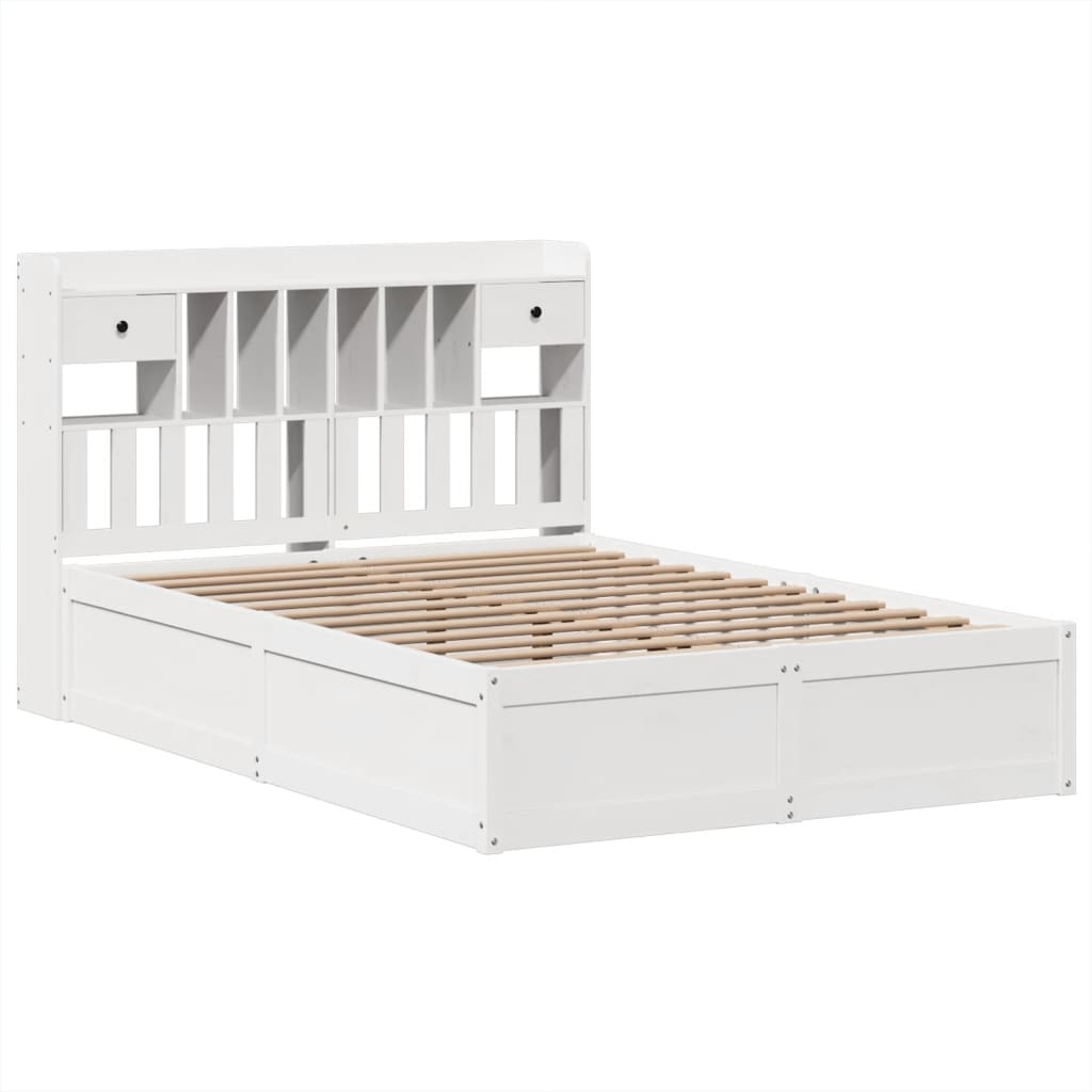 sengeramme uden madras 140x190 cm massivt fyrretræ hvid