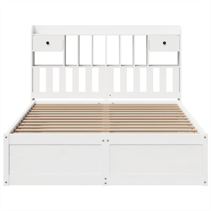 sengeramme uden madras 140x190 cm massivt fyrretræ hvid