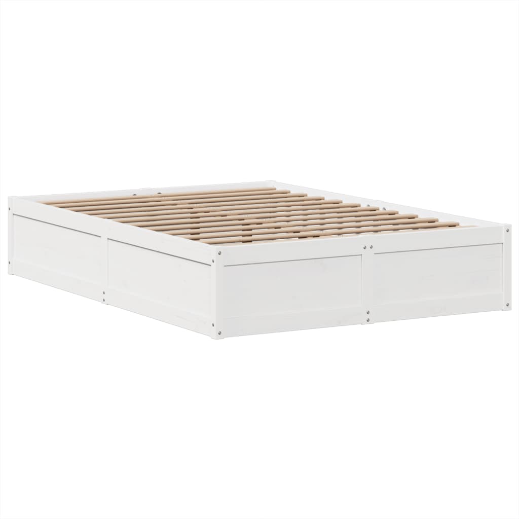 sengeramme uden madras 140x190 cm massivt fyrretræ hvid