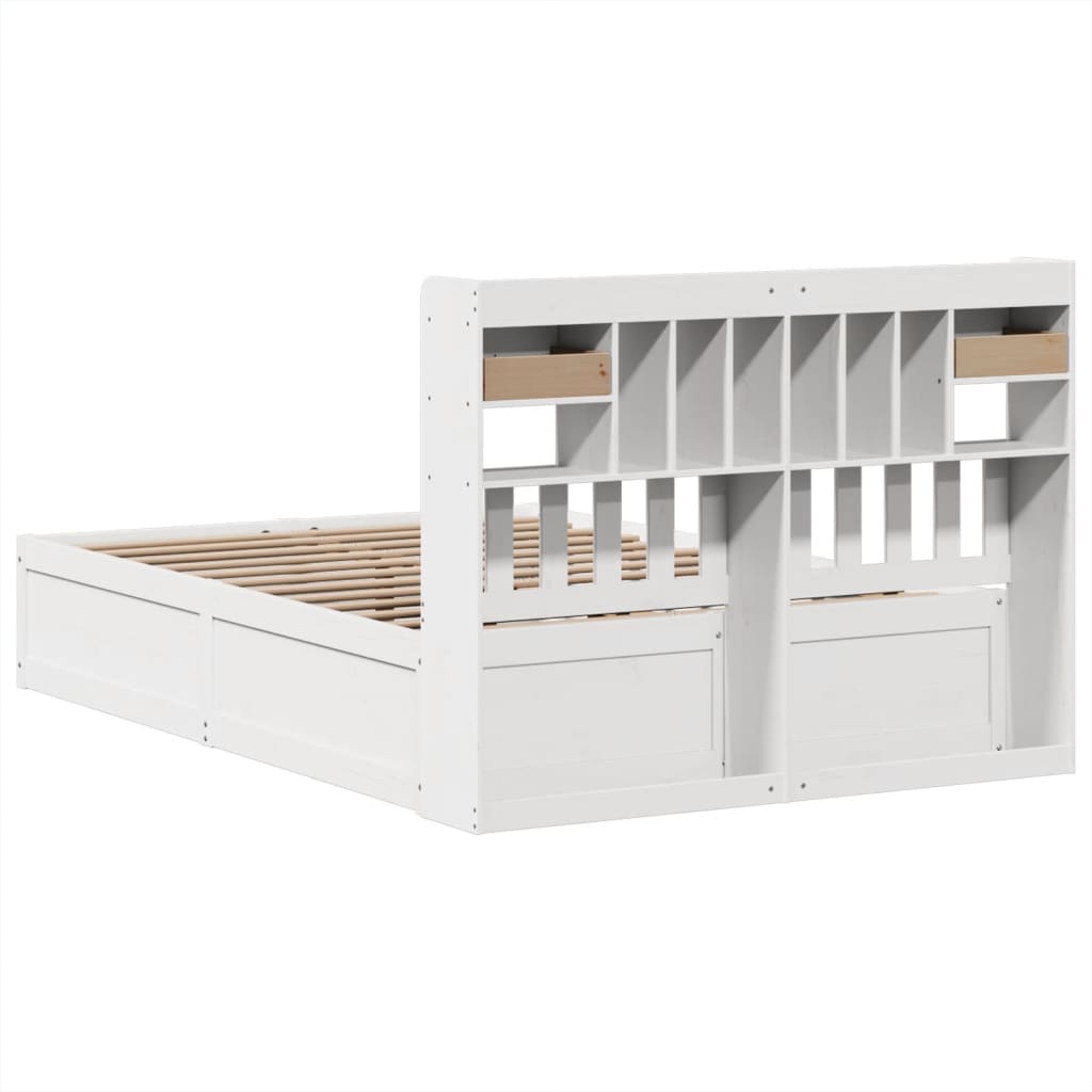 sengeramme uden madras 140x190 cm massivt fyrretræ hvid