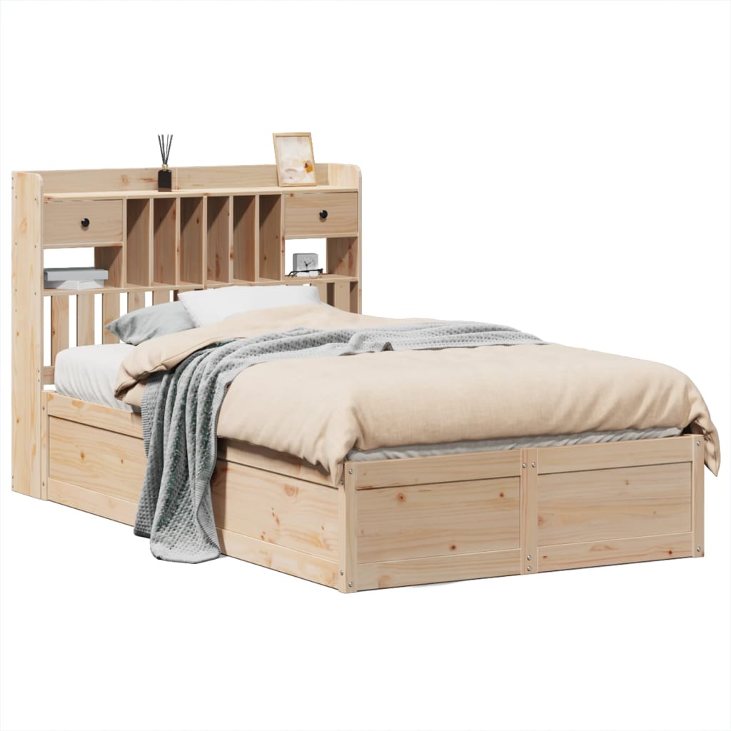 sengeramme uden madras 135x190 cm massivt fyrretræ hvid