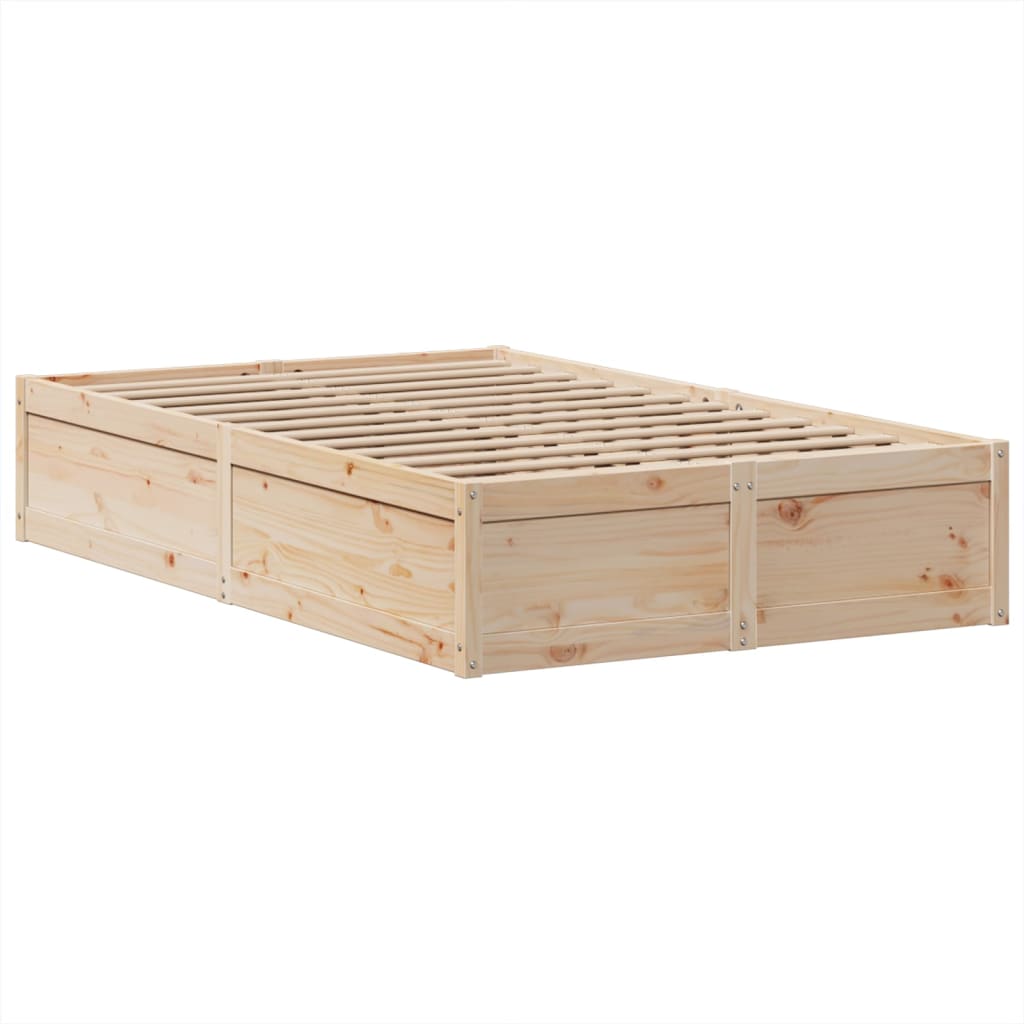 sengeramme uden madras 135x190 cm massivt fyrretræ hvid
