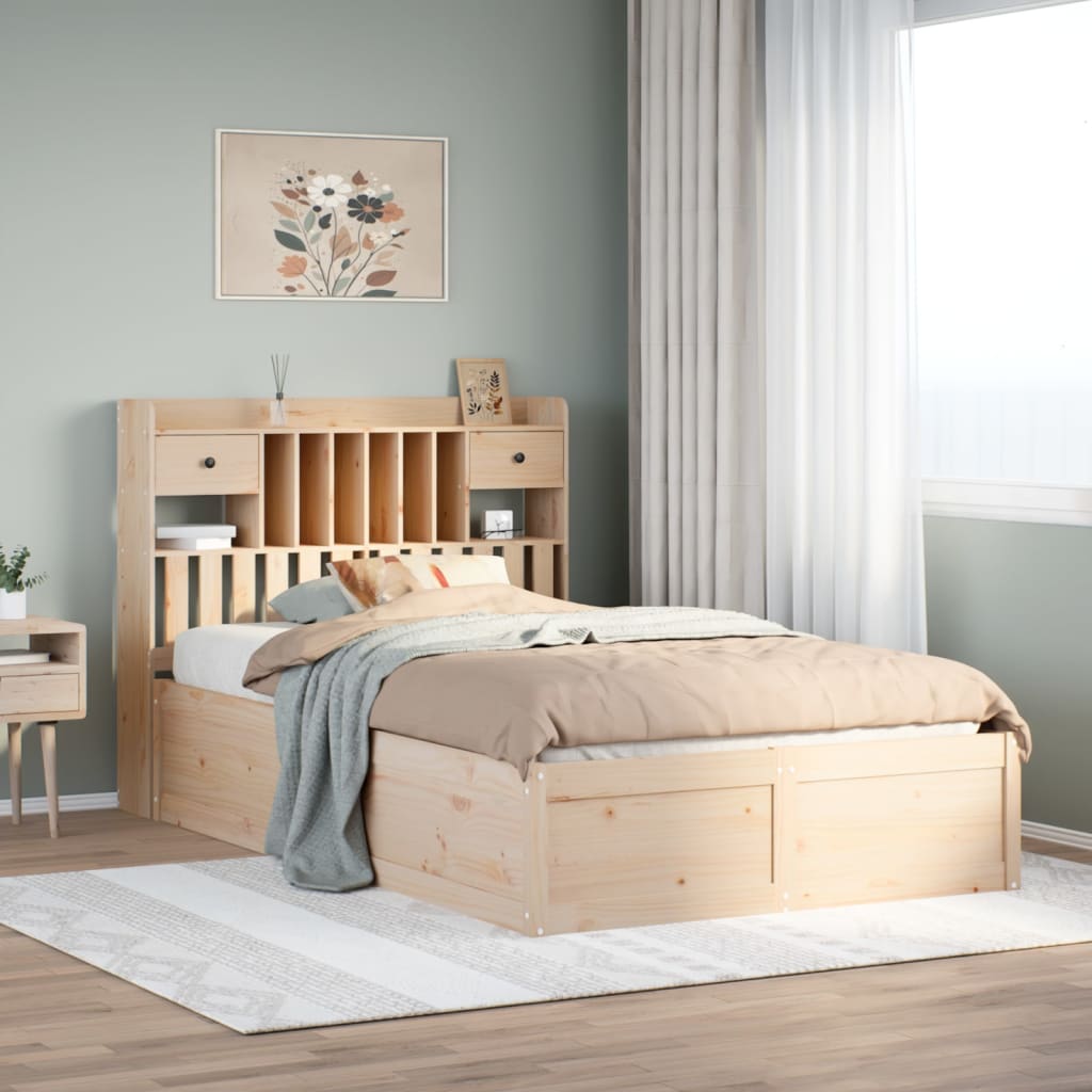 sengeramme uden madras 135x190 cm massivt fyrretræ hvid
