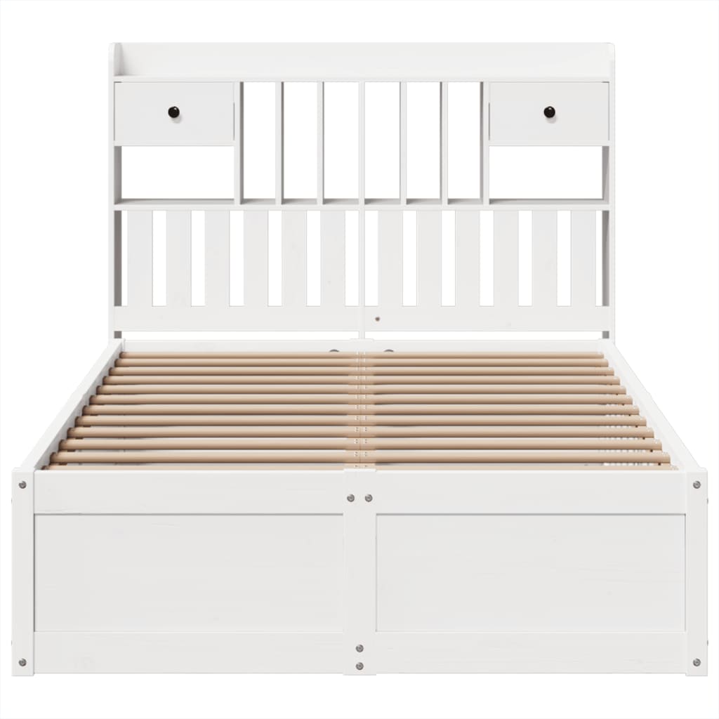 sengeramme uden madras 135x190 cm massivt fyrretræ hvid