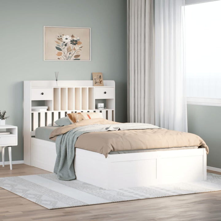 sengeramme uden madras 135x190 cm massivt fyrretræ hvid