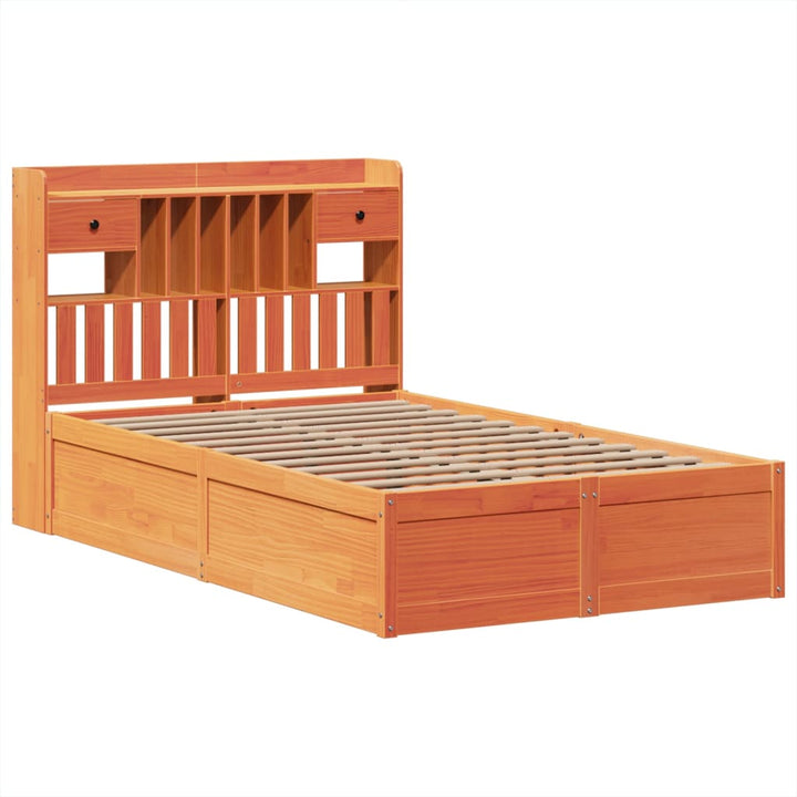 sengeramme uden madras 135x190 cm massivt fyrretræ brun