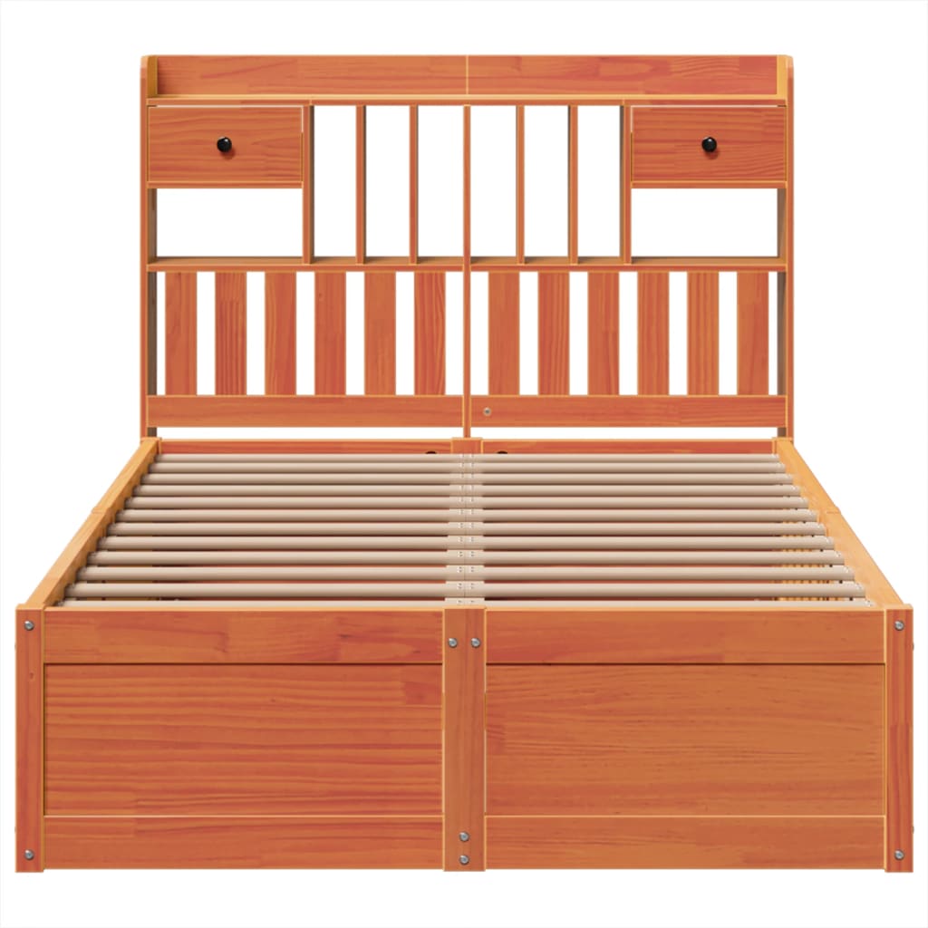sengeramme uden madras 135x190 cm massivt fyrretræ brun