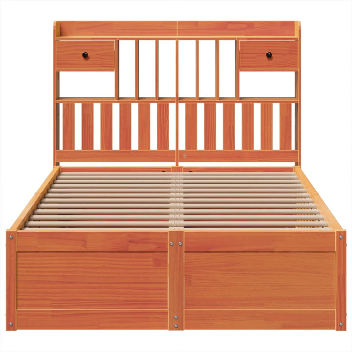 sengeramme uden madras 135x190 cm massivt fyrretræ brun