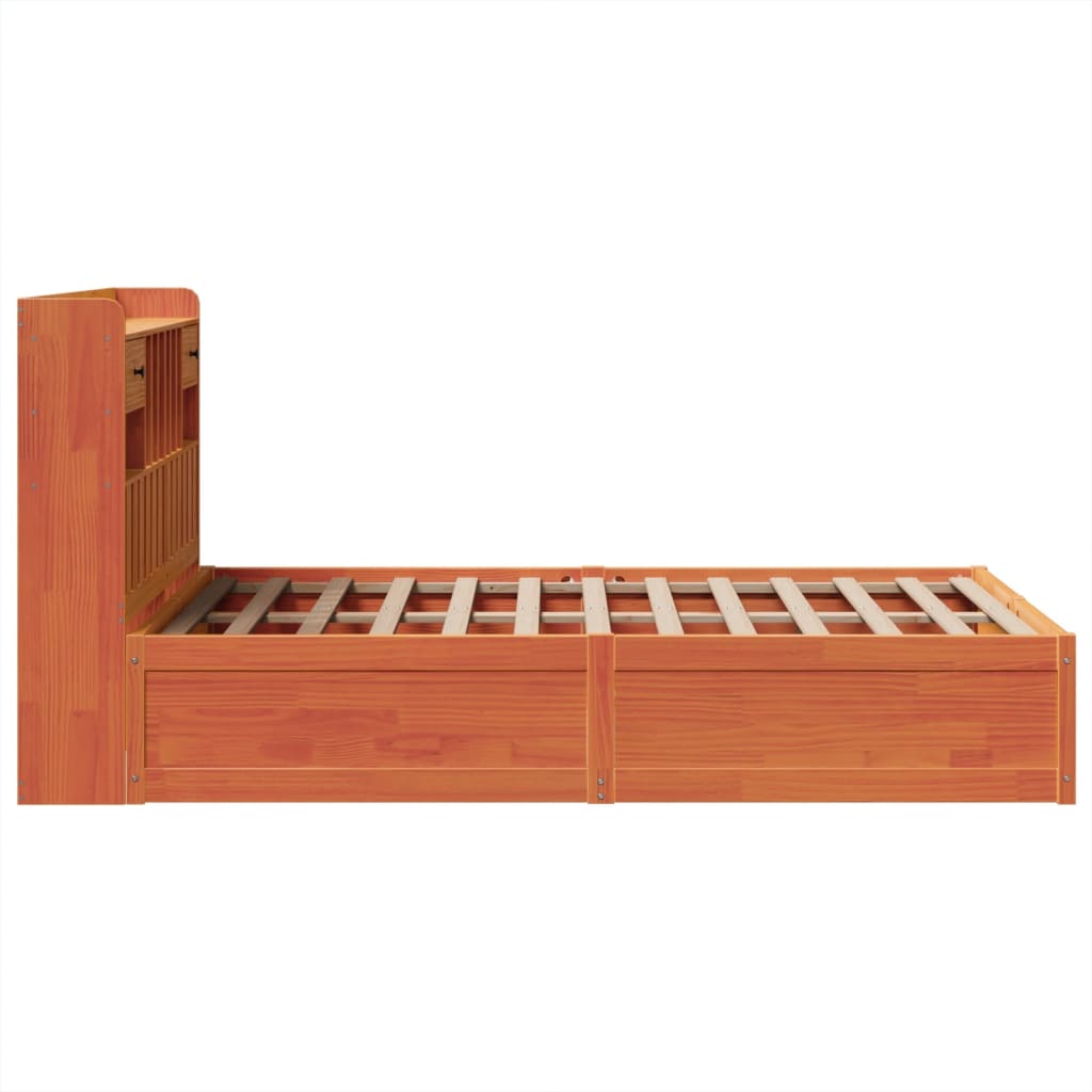 sengeramme uden madras 135x190 cm massivt fyrretræ brun