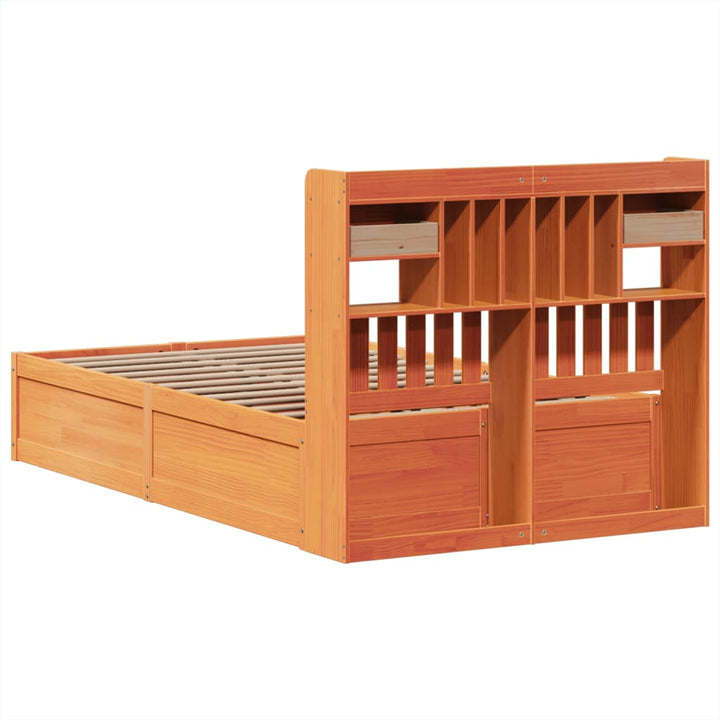 sengeramme uden madras 135x190 cm massivt fyrretræ brun