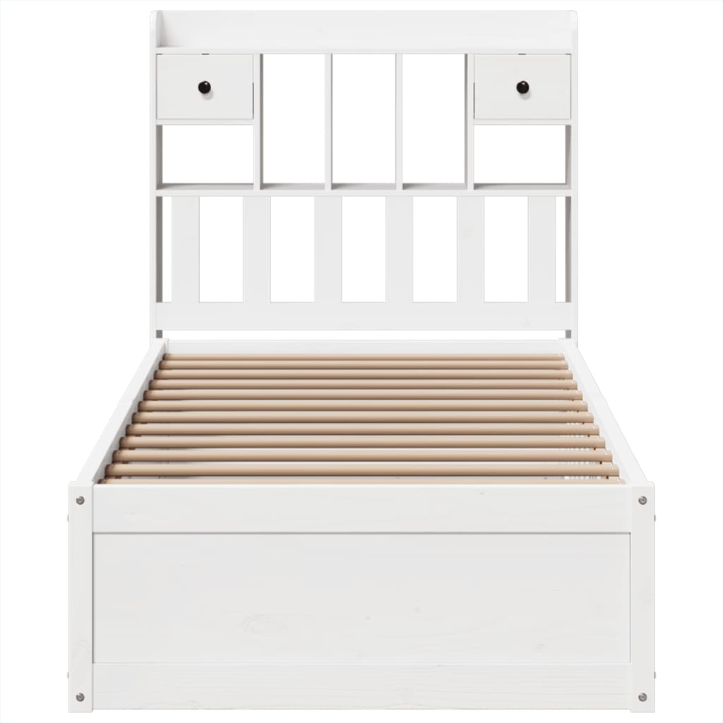 sengeramme uden madras 75x190 cm massivt fyrretræ hvid