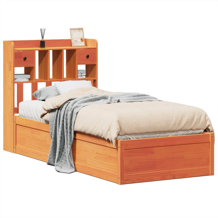 sengeramme uden madras 75x190 cm massivt fyrretræ gyldenbrun