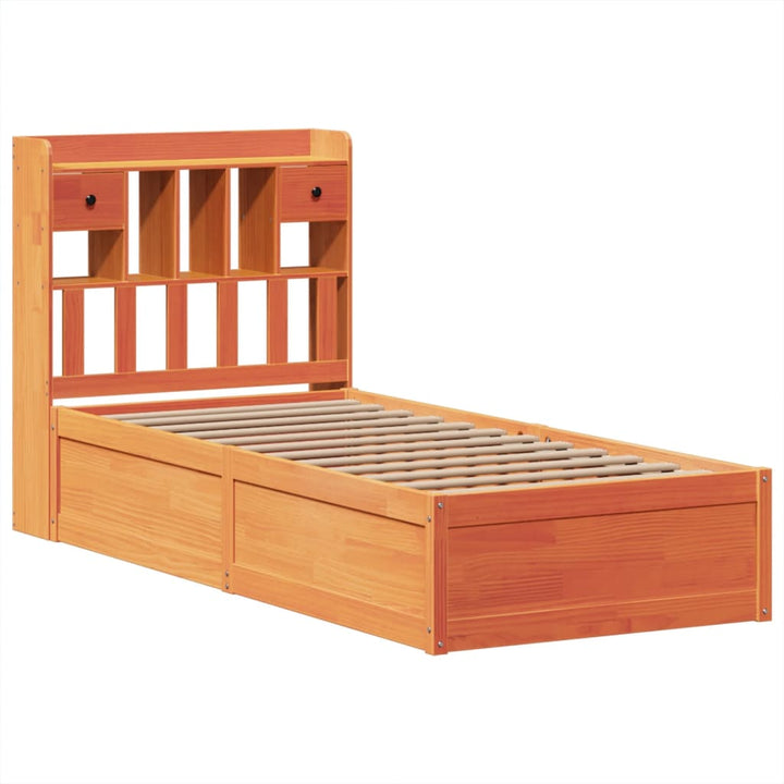 sengeramme uden madras 75x190 cm massivt fyrretræ gyldenbrun