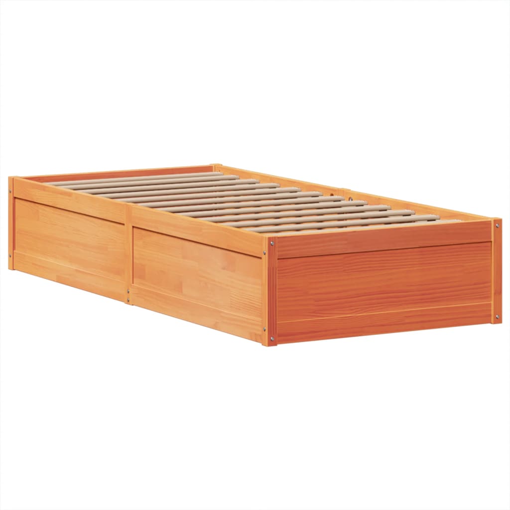 sengeramme uden madras 75x190 cm massivt fyrretræ gyldenbrun