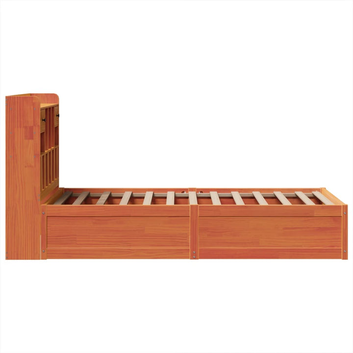 sengeramme uden madras 75x190 cm massivt fyrretræ gyldenbrun