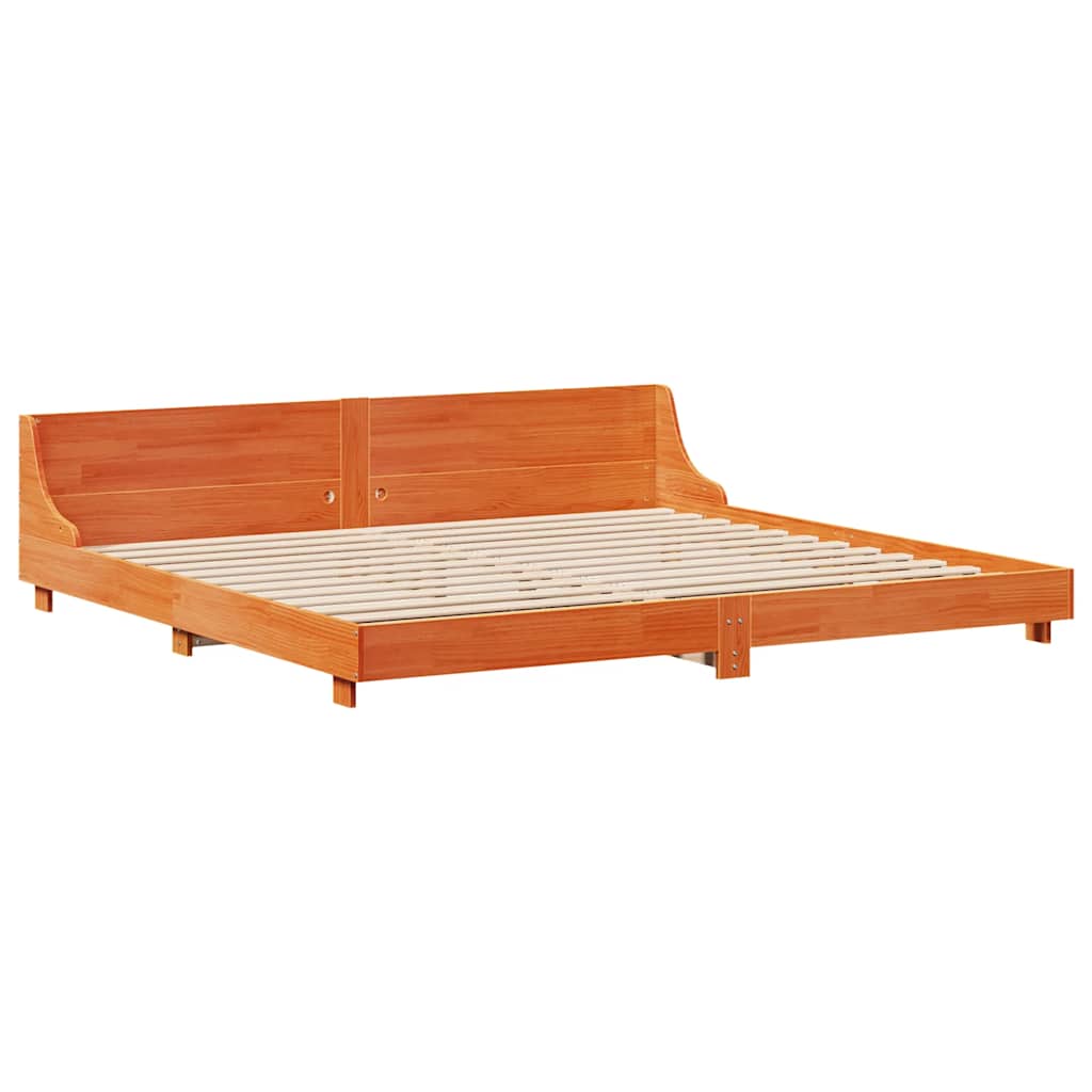 sengeramme uden madras 200x200 cm massivt fyrretræ gyldenbrun