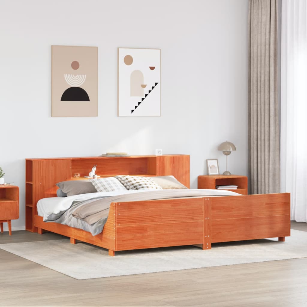 sengeramme uden madras 180x200 cm massivt fyrretræ gyldenbrun