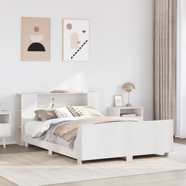 sengeramme uden madras 140x200 cm massivt fyrretræ hvid