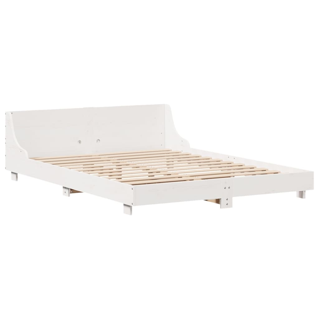 sengeramme uden madras 140x190 cm massivt fyrretræ hvid