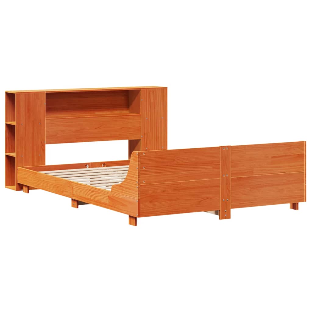 sengeramme uden madras 135x190 cm massivt fyrretræ brun