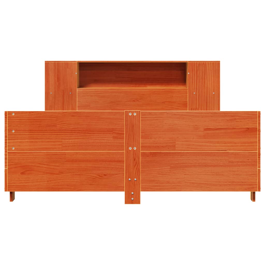 sengeramme uden madras 135x190 cm massivt fyrretræ brun