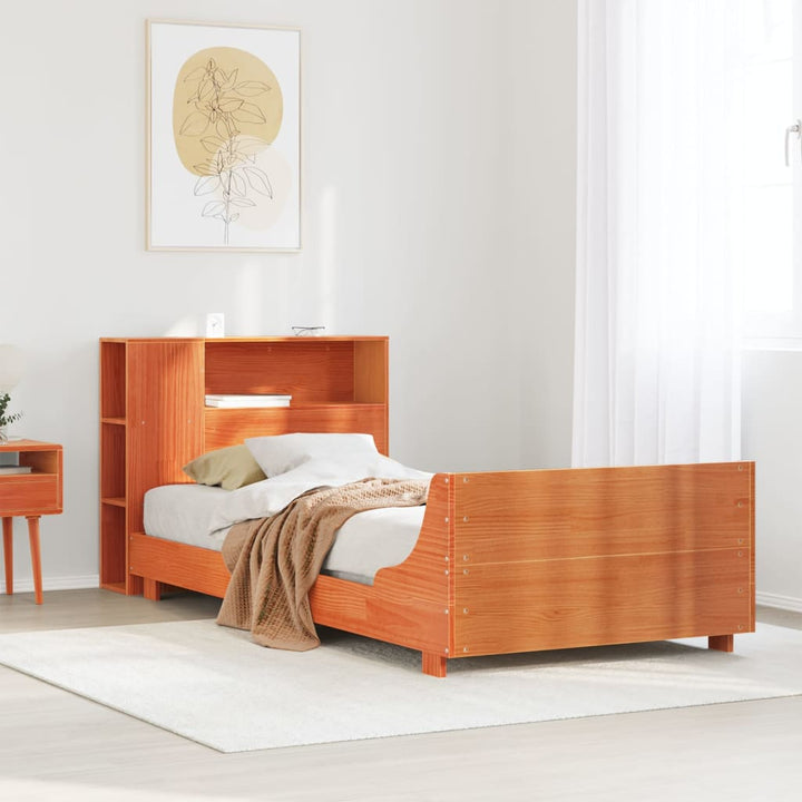 sengeramme uden madras 100x200 cm massivt fyrretræ gyldenbrun