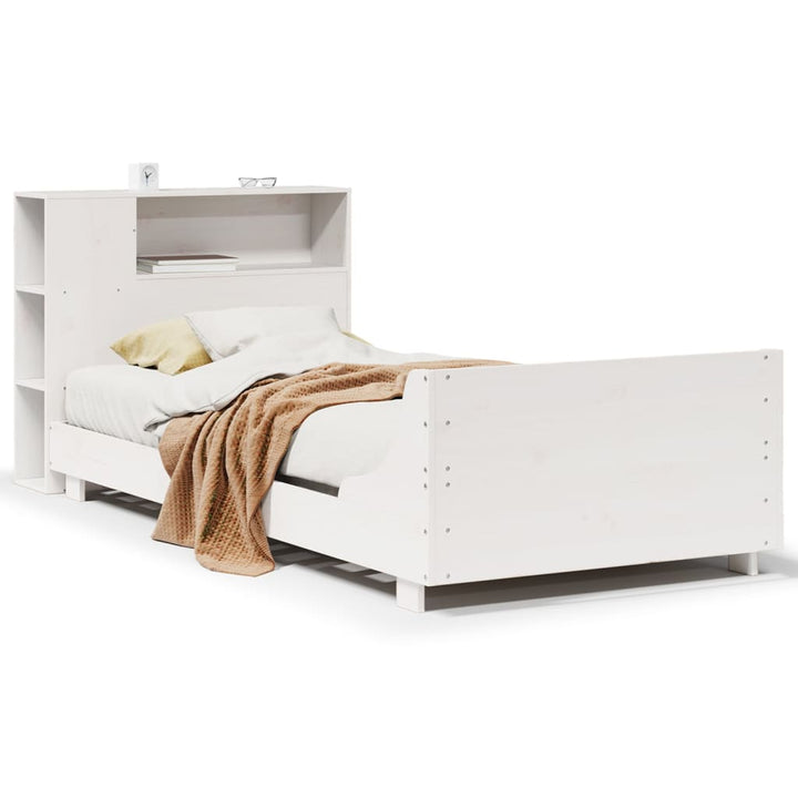 sengeramme uden madras 75x190 cm massivt fyrretræ hvid