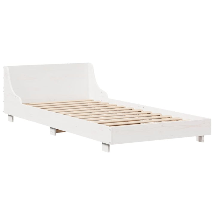 sengeramme uden madras 75x190 cm massivt fyrretræ hvid