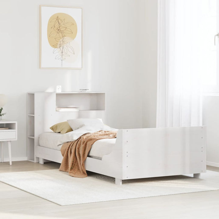 sengeramme uden madras 75x190 cm massivt fyrretræ hvid
