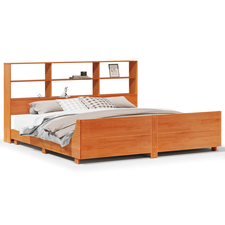 sengeramme uden madras 200x200 cm massivt fyrretræ gyldenbrun