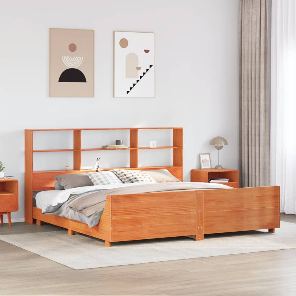 sengeramme uden madras 200x200 cm massivt fyrretræ gyldenbrun