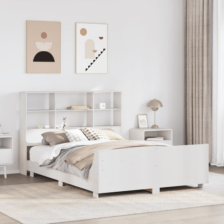 sengeramme uden madras 160x200 cm massivt fyrretræ hvid